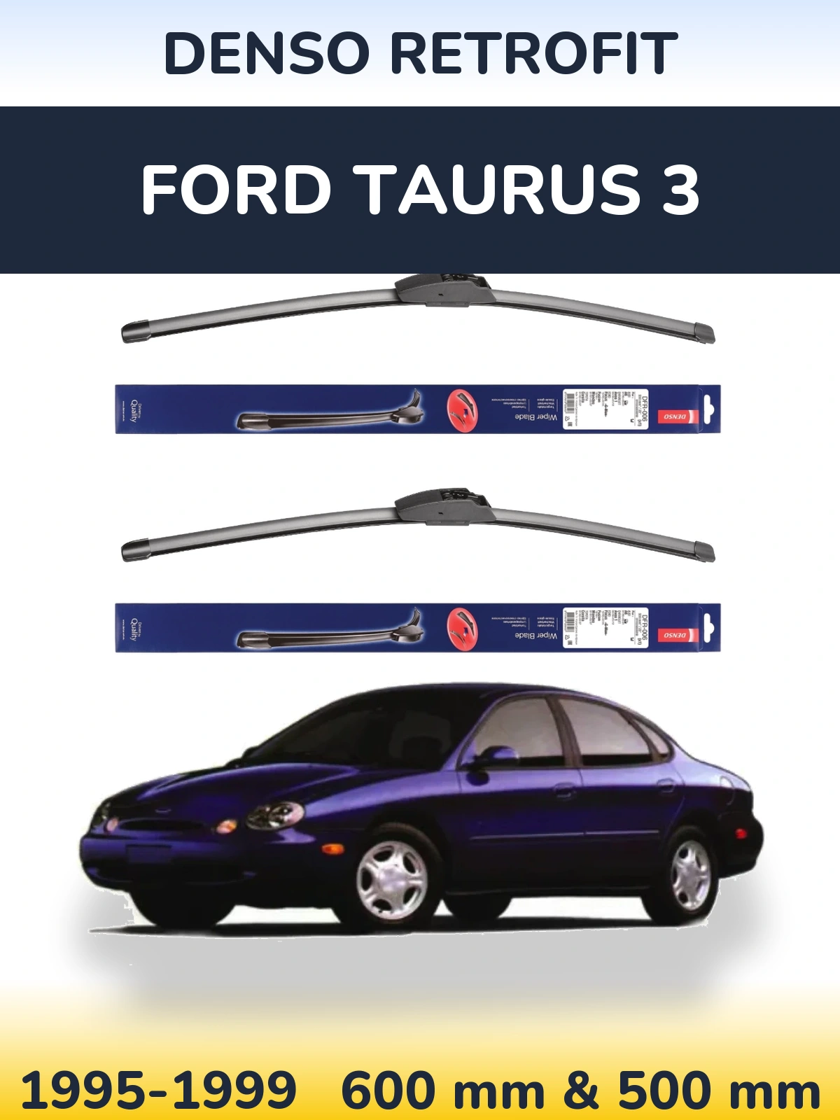 Sada předních stěračů Denso Retrofit 600 a 500 mm pro Ford Taurus 3 1995-1999