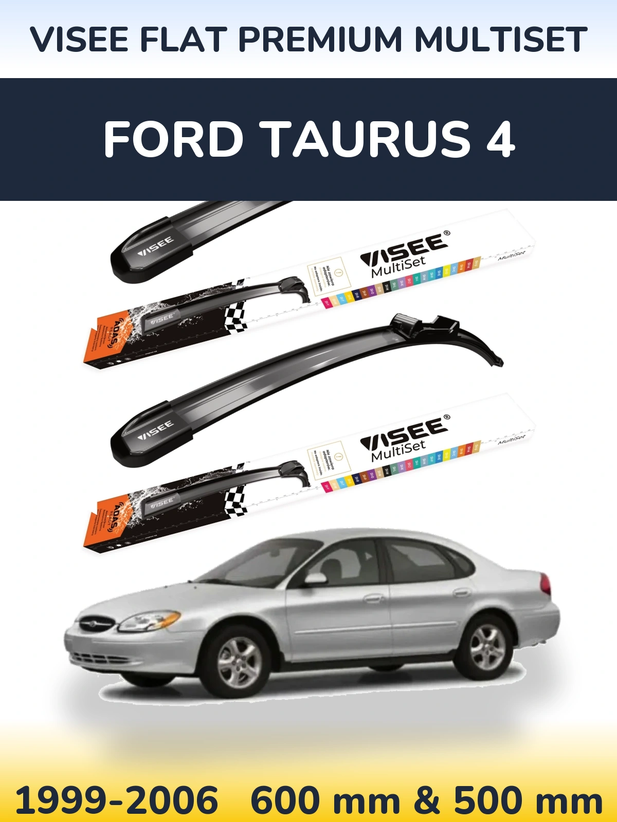 Sada předních stěračů VISEE FLAT PREMIUM MultiSet 600 a 500 mm pro Ford Taurus 4 1999-2006
