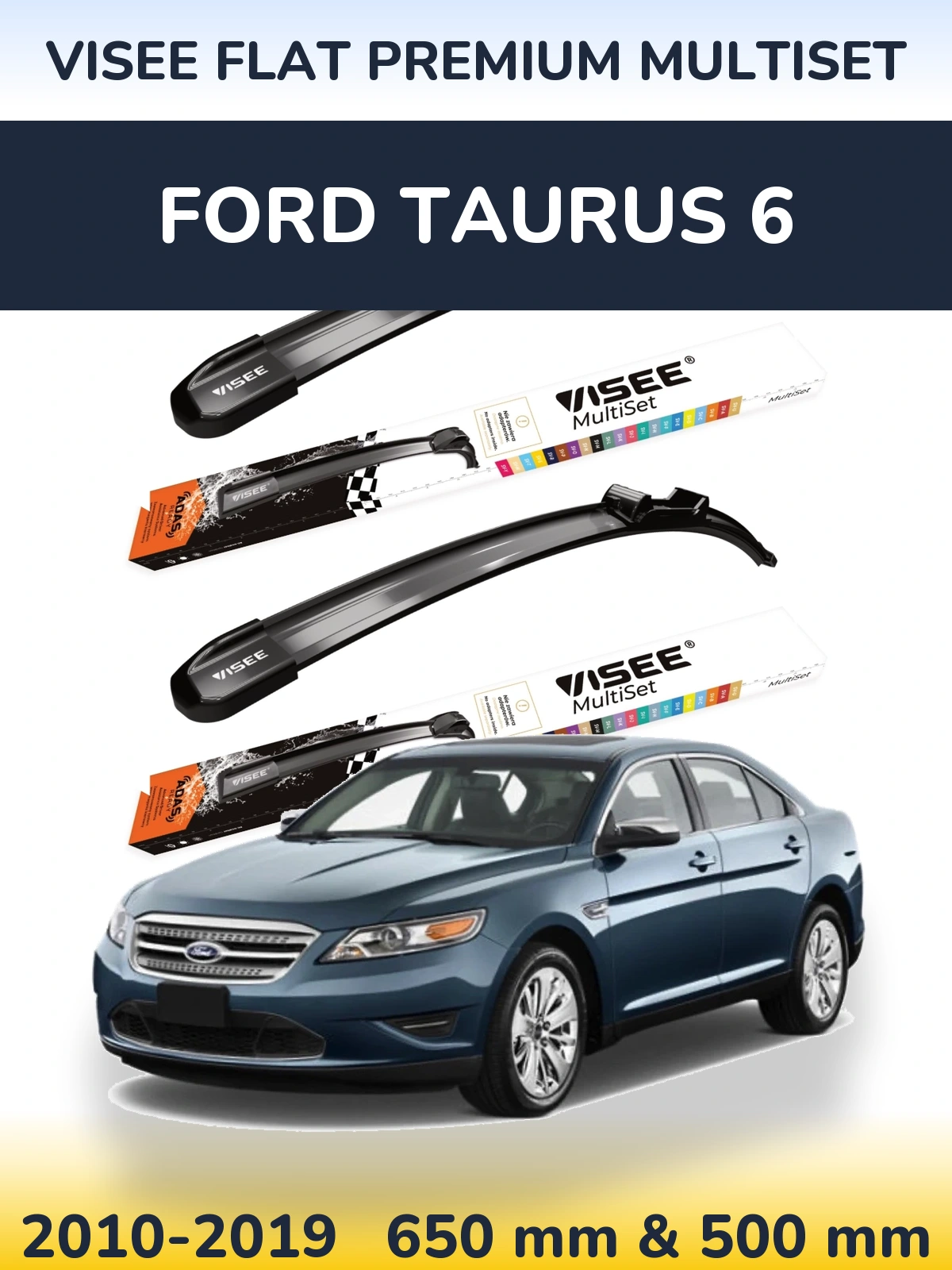 Sada předních stěračů VISEE FLAT PREMIUM MultiSet 650 a 500 mm pro Ford Taurus 6 2010-2019