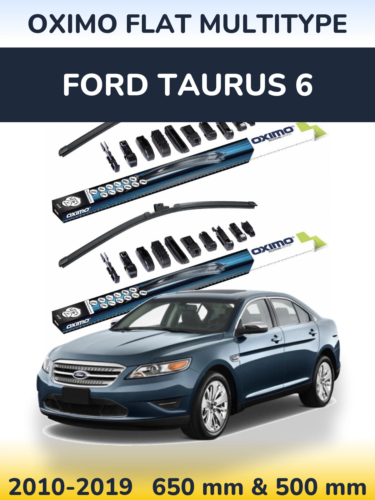 Sada předních stěračů Oximo Flat MultiType 650 a 500 mm pro Ford Taurus 6 2010-2019