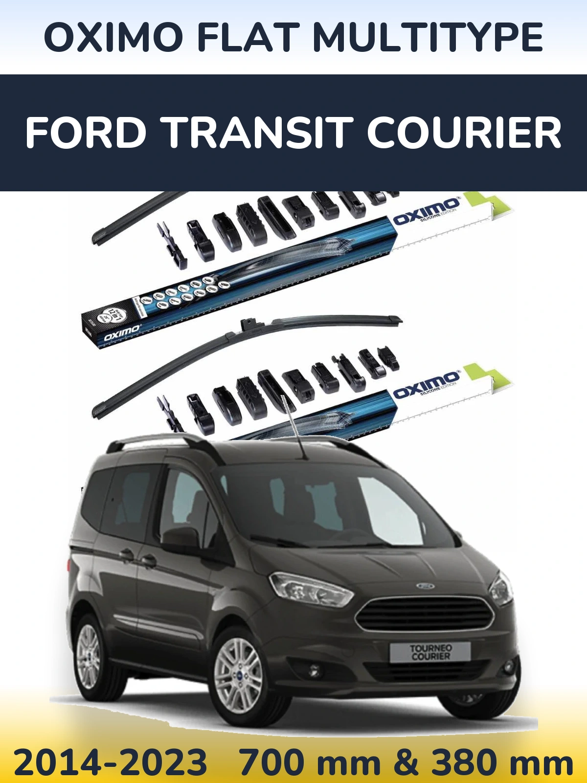 Sada předních stěračů Oximo Flat MultiType 700 a 380 mm pro Ford Transit Courier 2014-2023