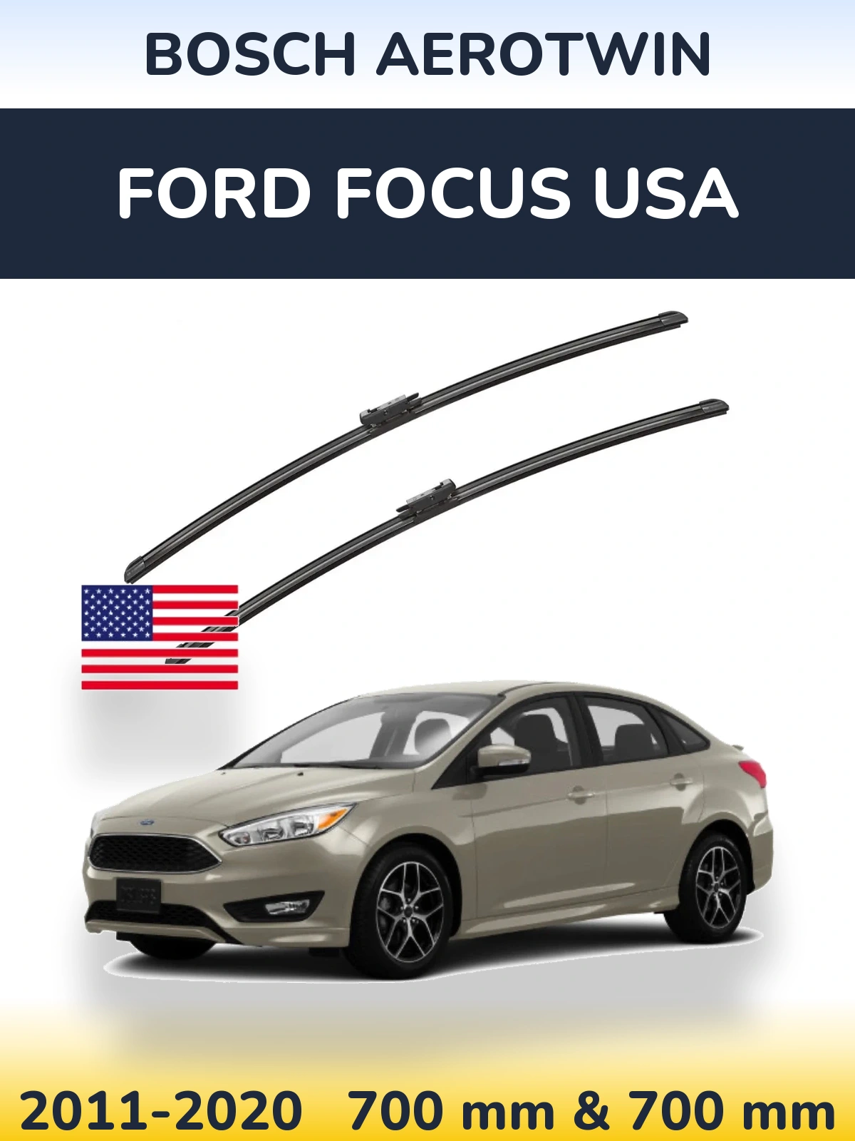 Sada předních stěračů BOSCH AeroTwin 700 a 700 mm pro Ford Focus USA 2011-2020