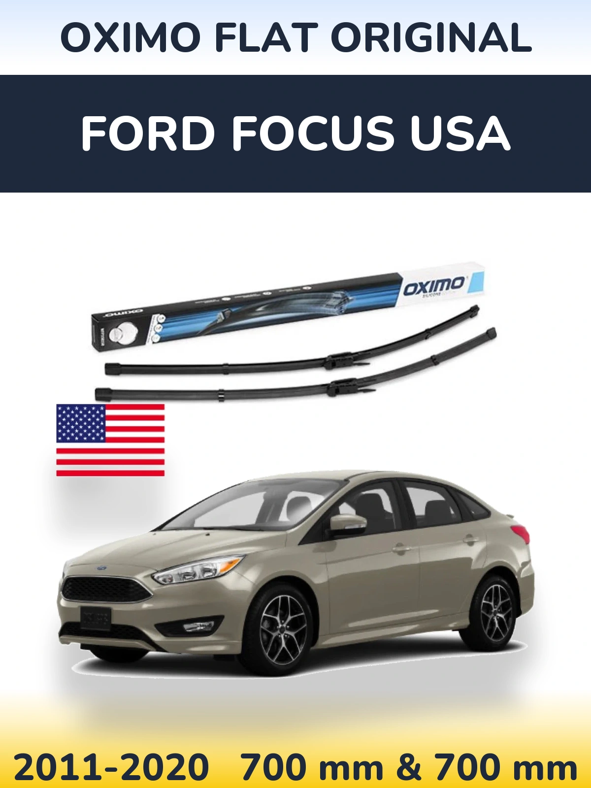 Комплект передніх щіток Oximo Flat Original 700 & 700 мм для Ford Focus USA 2011-2020