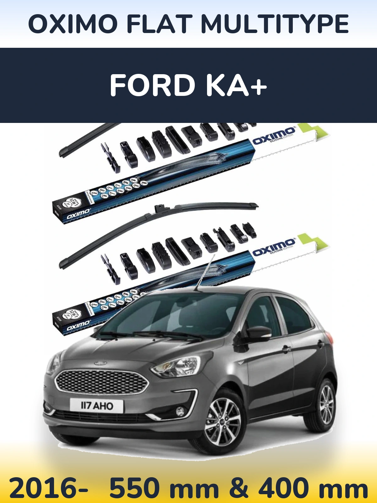 Sada předních stěračů Oximo Flat MultiType 550 a 400 mm pro Ford Ka+ 2016-2026