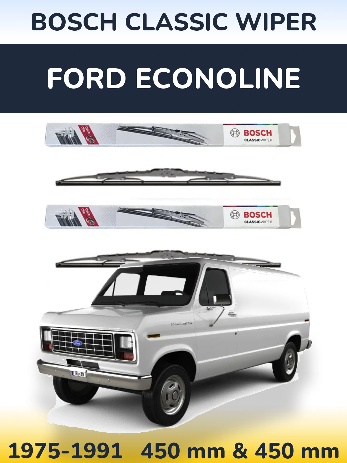 Sada předních stěračů BOSCH Classic Wiper 450 a 450 mm pro Ford Econoline 1975-1991