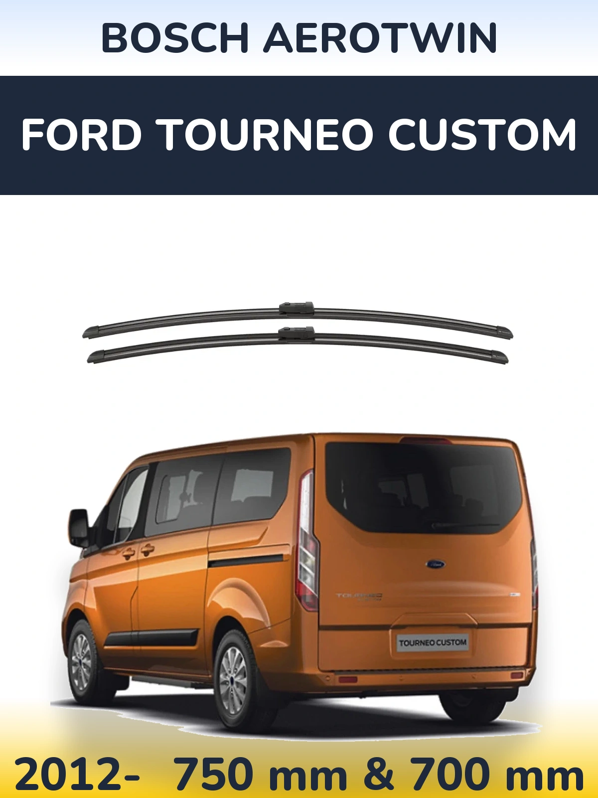 Sada předních stěračů BOSCH AeroTwin 750 a 700 mm pro Ford Tourneo Custom 2012-2026