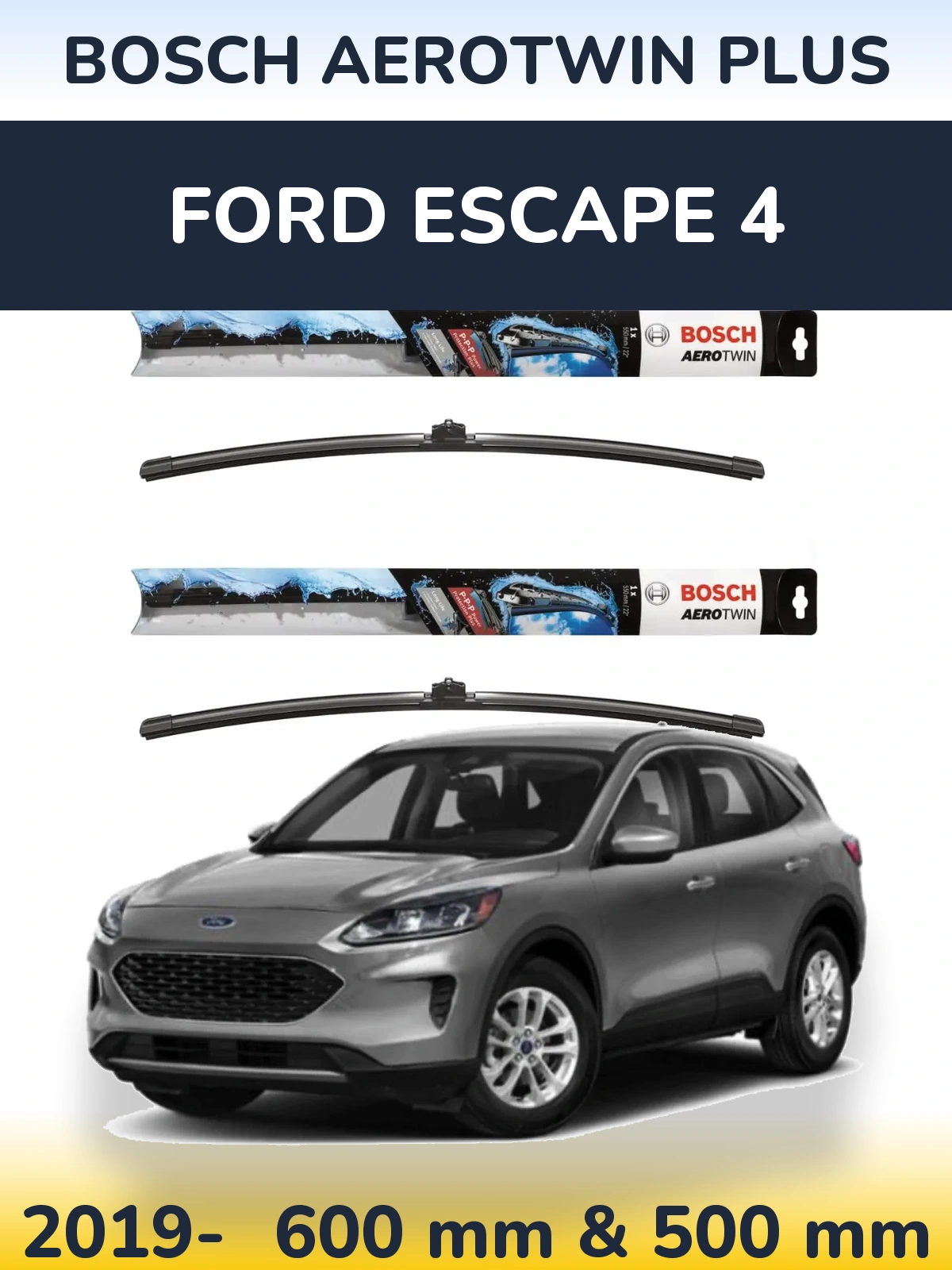 Sada předních stěračů BOSCH AeroTwin Plus 600 a 500 mm pro Ford Escape 4 2019-2026