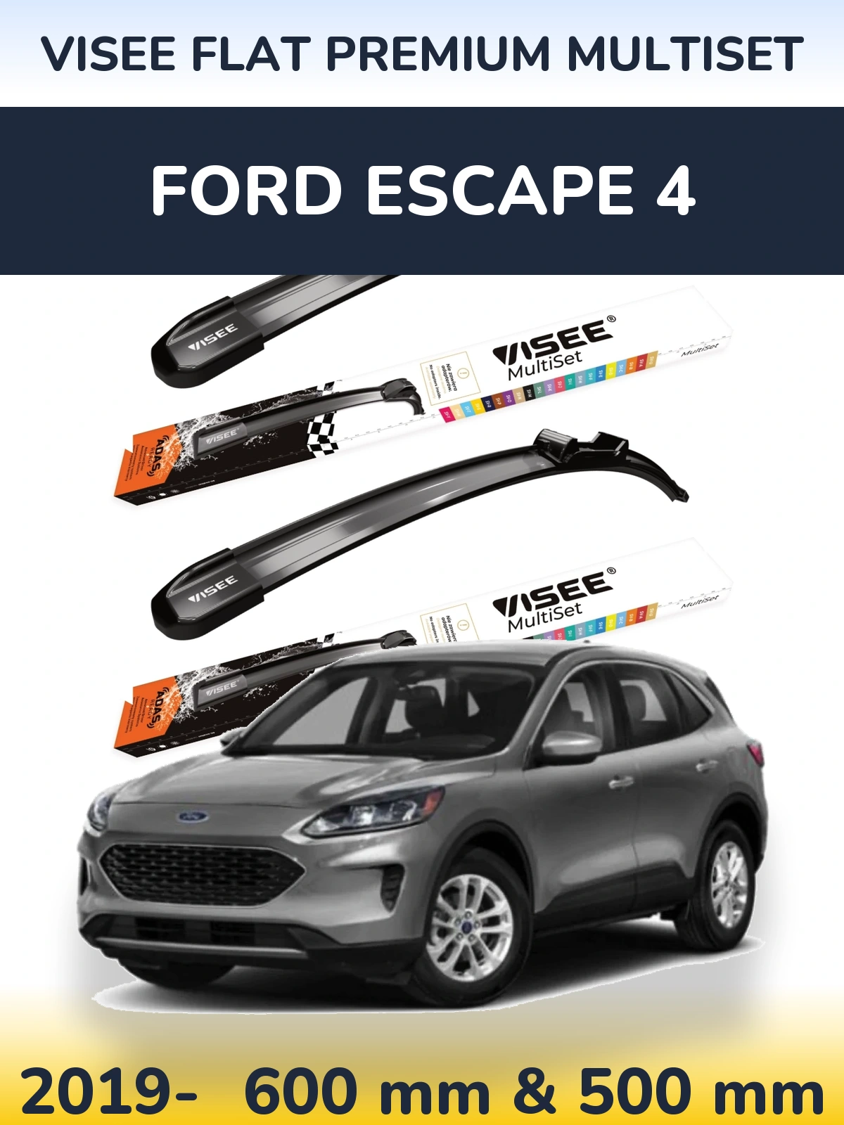 Sada předních stěračů VISEE FLAT PREMIUM MultiSet 600 a 500 mm pro Ford Escape 4 2019-2026