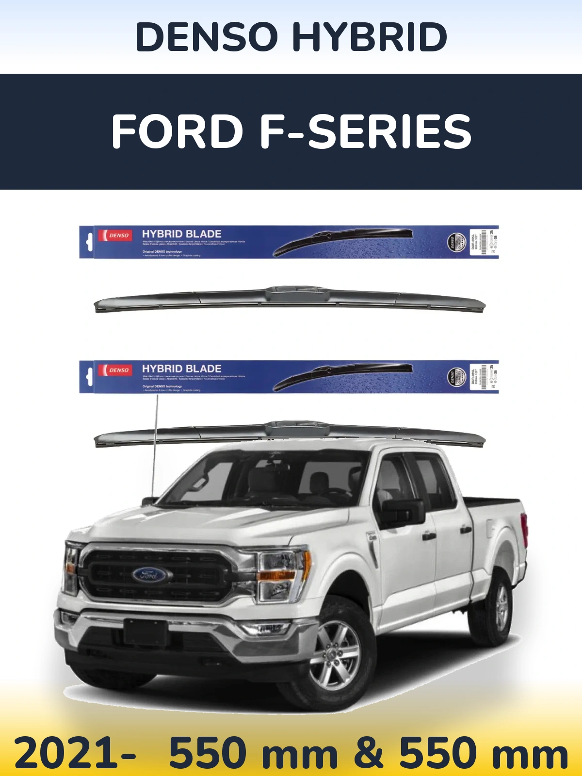 Sada předních stěračů Denso Hybrid 550 a 550 mm pro Ford F-series 2021-2026