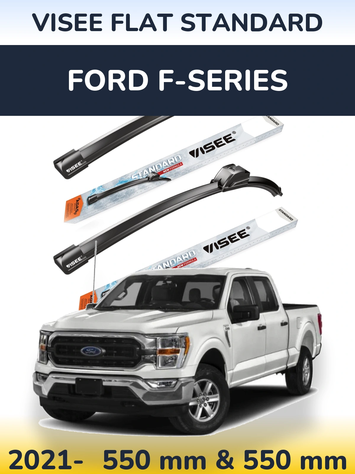 Sada předních stěračů VISEE FLAT STANDARD 550 a 550 mm pro Ford F-series 2021-2026
