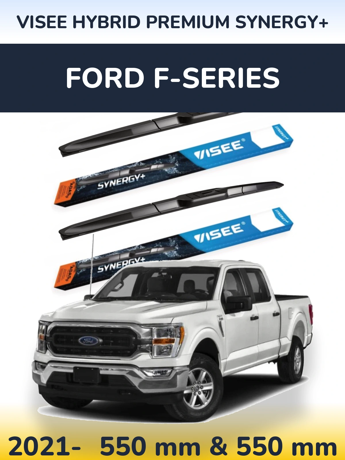 Sada předních stěračů VISEE HYBRID PREMIUM SYNERGY+ 550 a 550 mm pro Ford F-series 2021-2026
