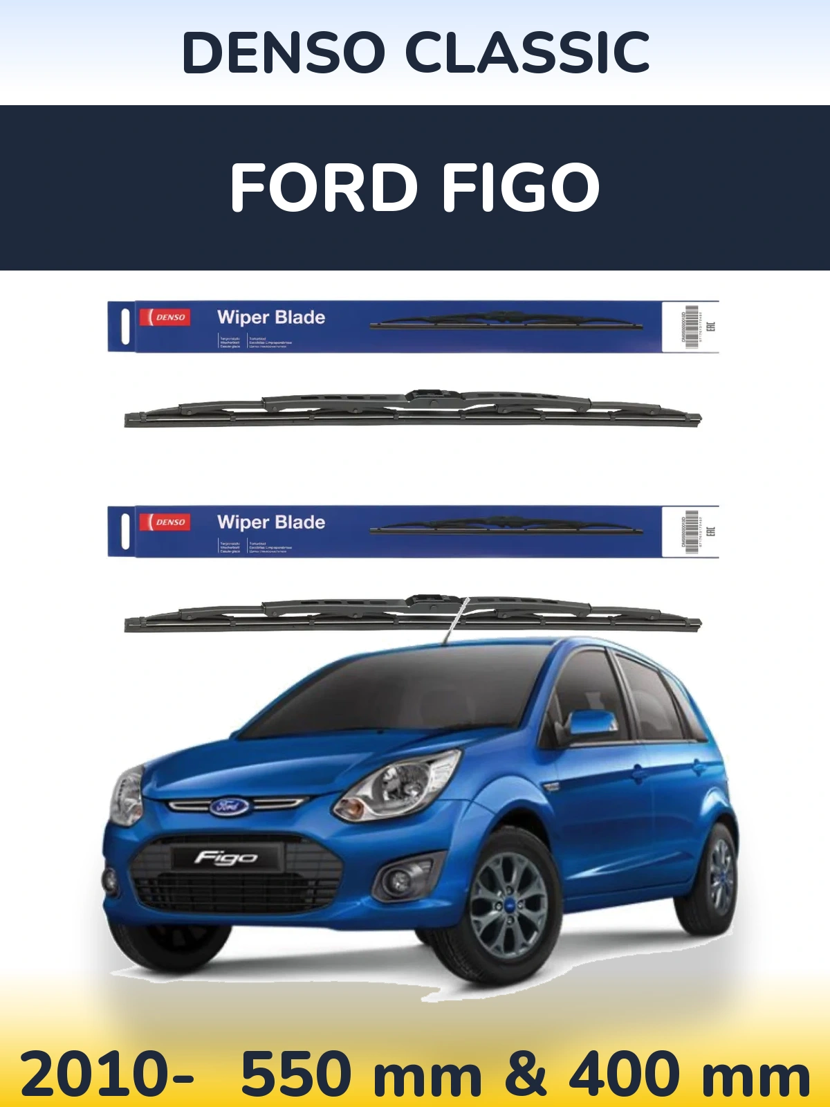 Sada předních stěračů Denso Classic 550 a 400 mm pro Ford Figo 2010-2026