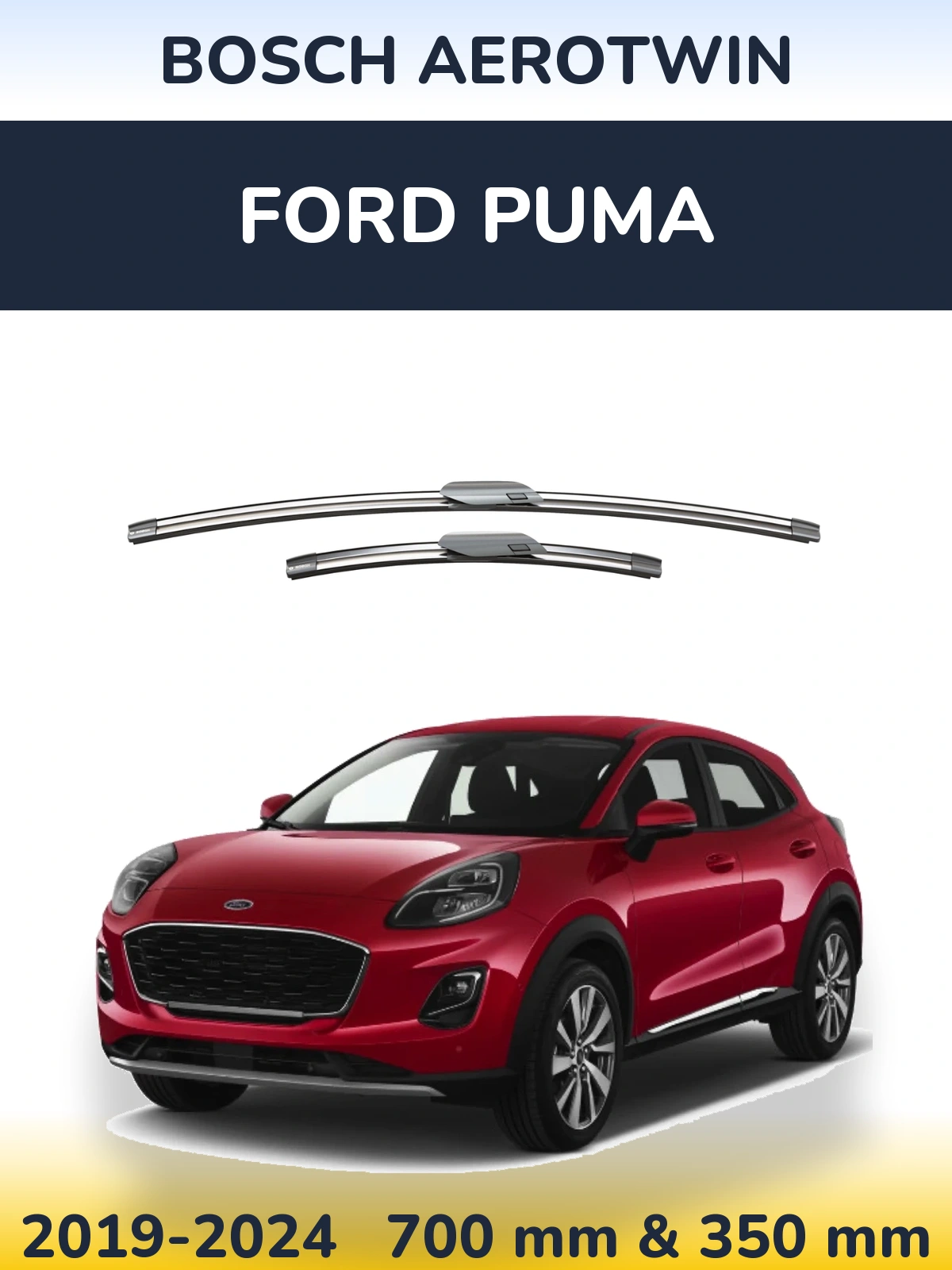 Sada předních stěračů BOSCH AeroTwin 700 a 360 mm pro Ford Puma 2019-2024