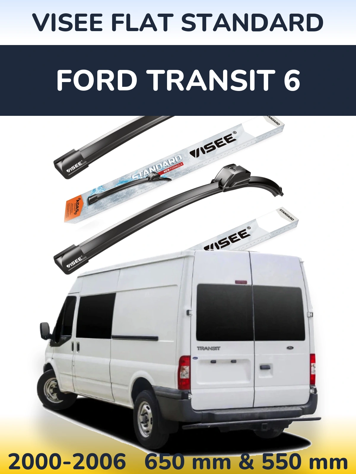 Sada předních stěračů VISEE FLAT STANDARD 650 a 550 mm pro Ford Transit 6 2000-2006
