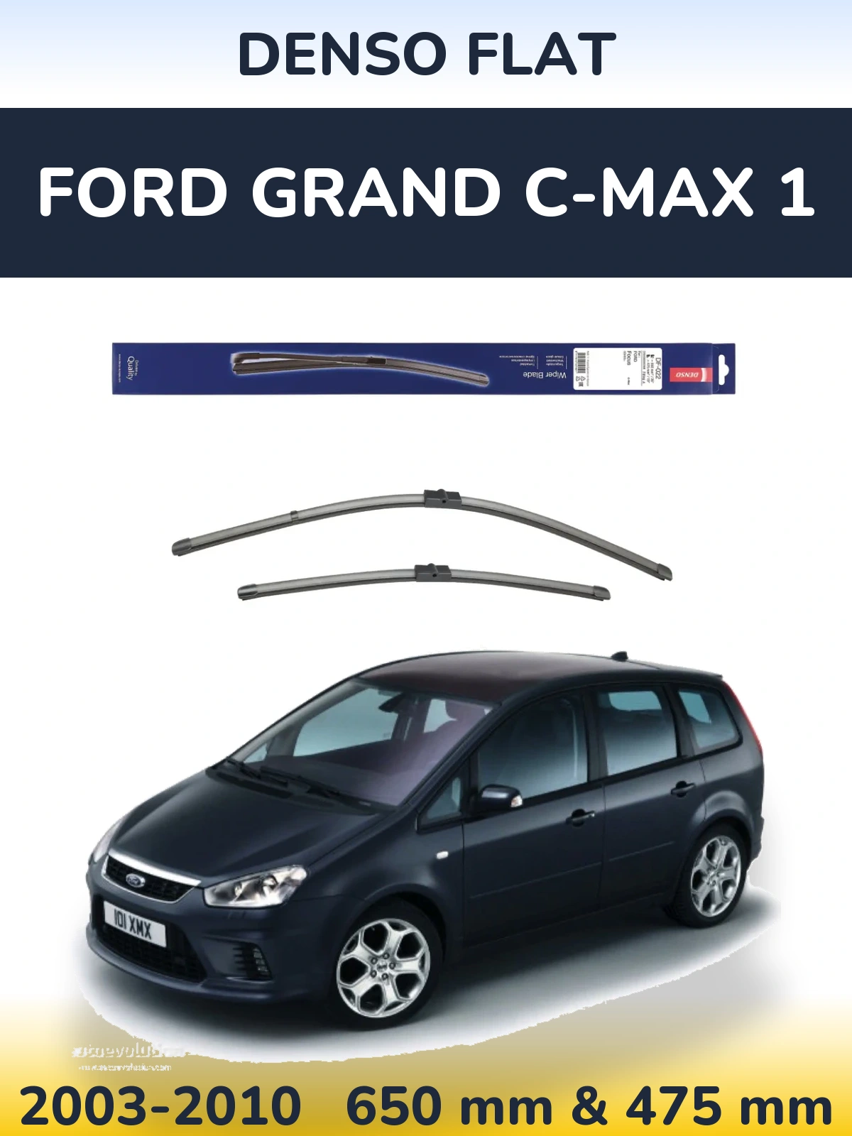 Sada předních stěračů Denso Flat 650 a 475 mm pro Ford Grand C-MAX 1 2003-2010