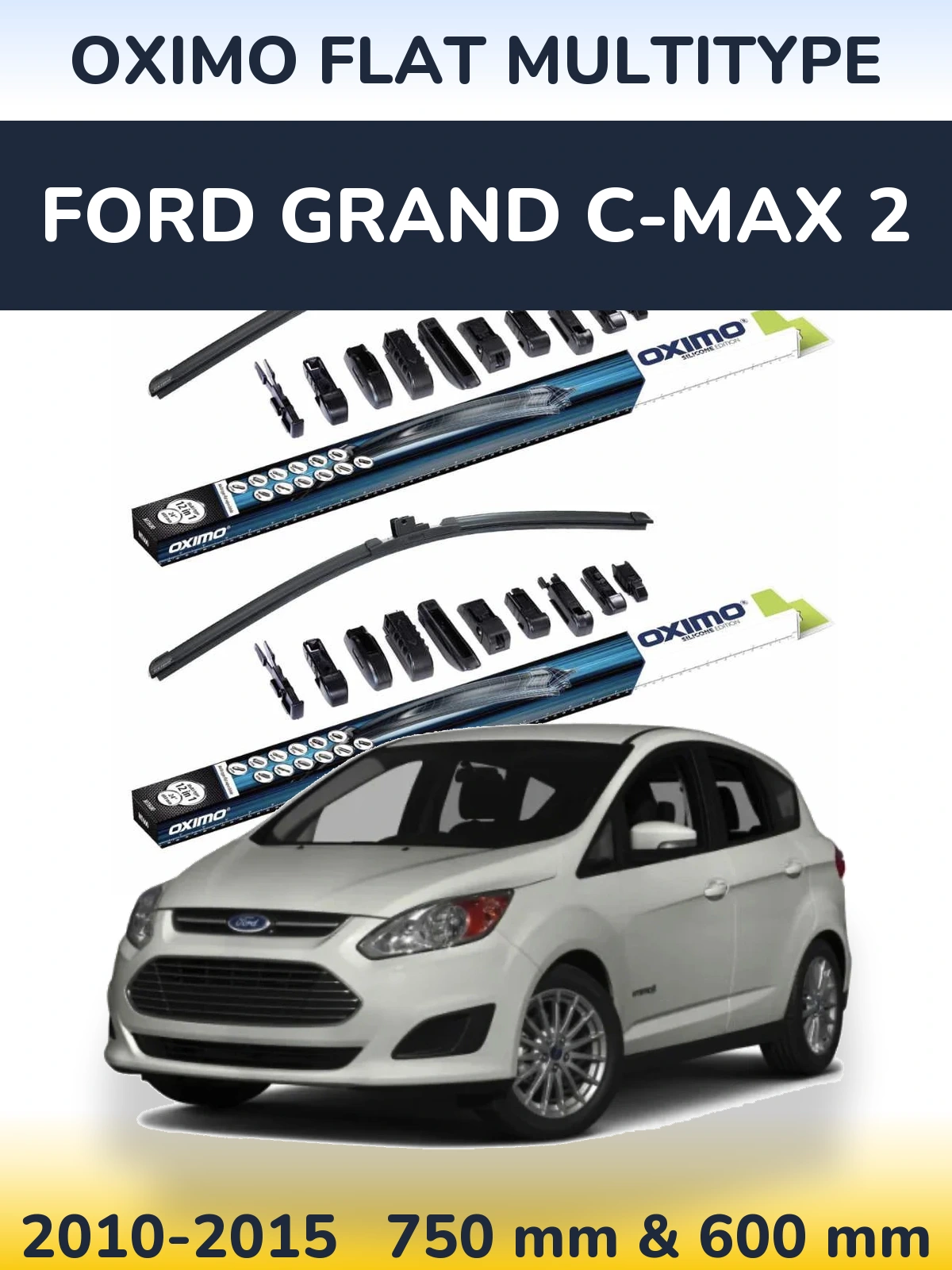 Sada předních stěračů Oximo Flat MultiType 750 a 600 mm pro Ford Grand C-MAX 2 2010-2015