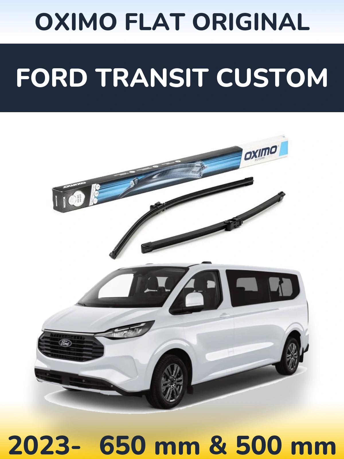 Sada předních stěračů Oximo Flat Original 650 a 500 mm pro Ford Transit Custom 2023-2026