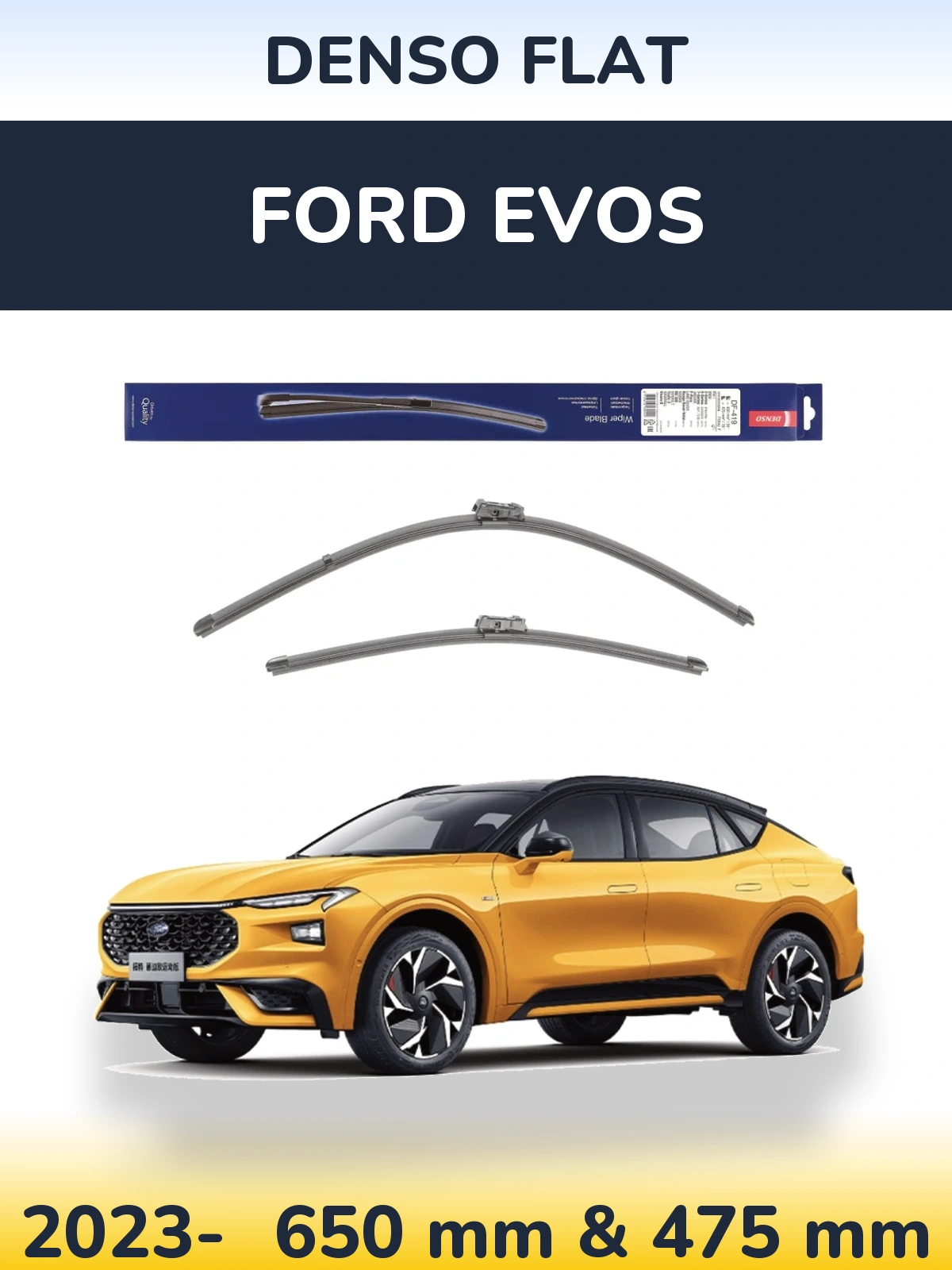 Sada předních stěračů Denso Flat 650 a 475 mm pro Ford Evos 2023-2026