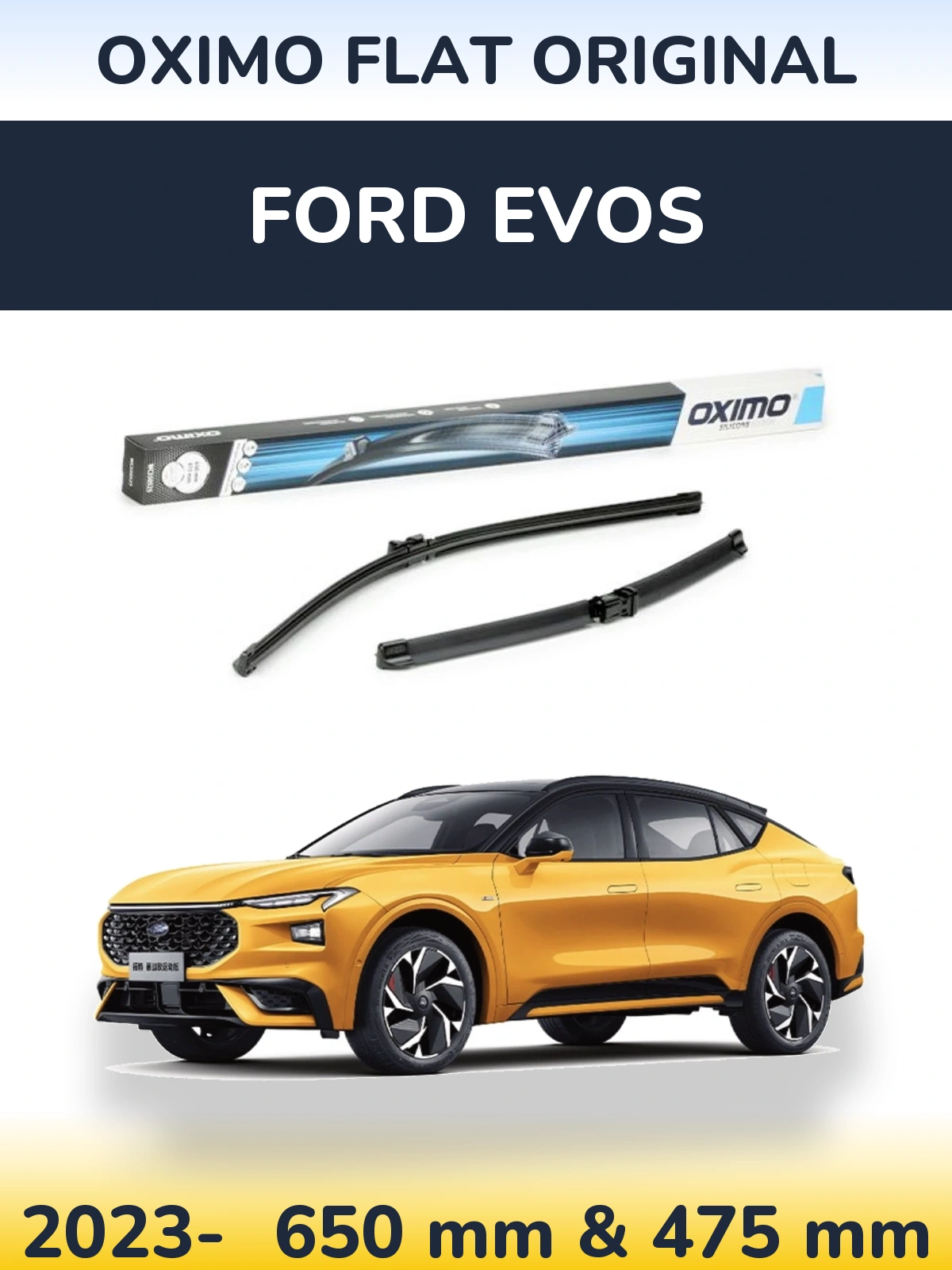 Sada předních stěračů Oximo Flat Original 650 a 475 mm pro Ford Evos 2023-2026