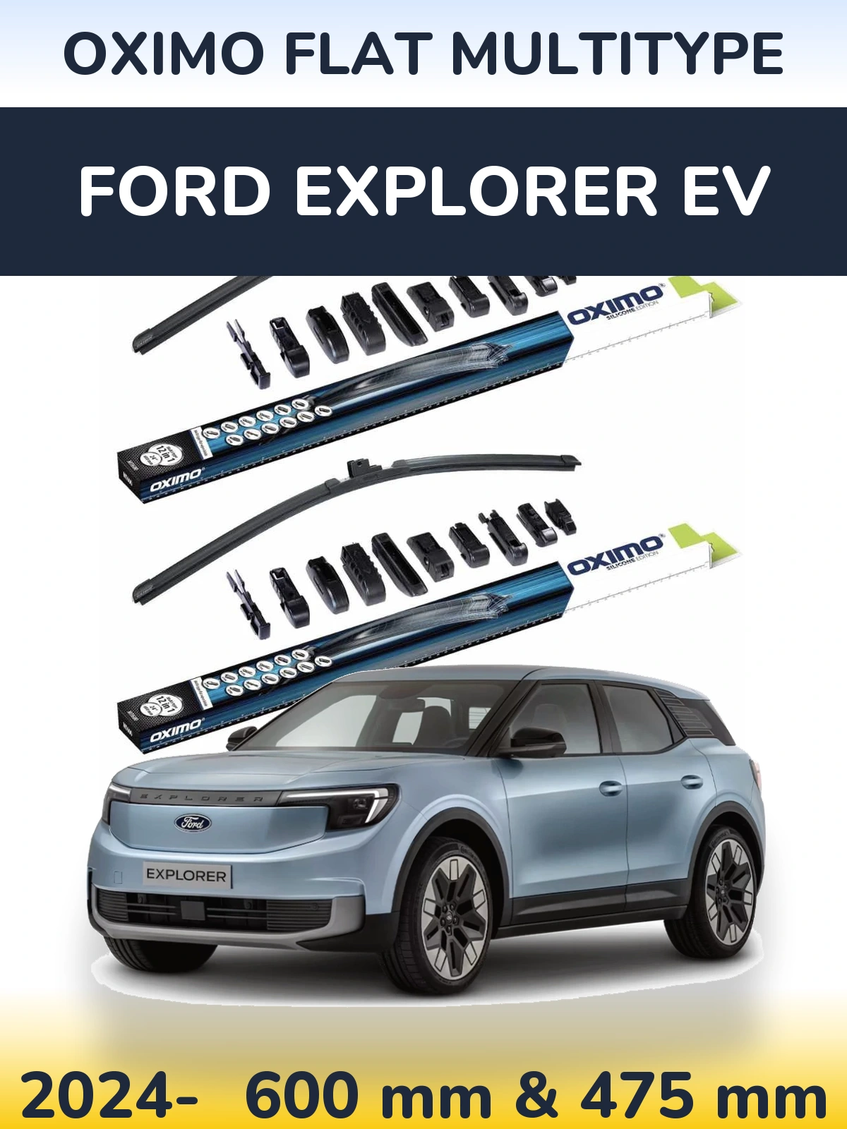 Sada předních stěračů Oximo Flat MultiType 600 a 475 mm pro Ford Explorer EV 2024-2026