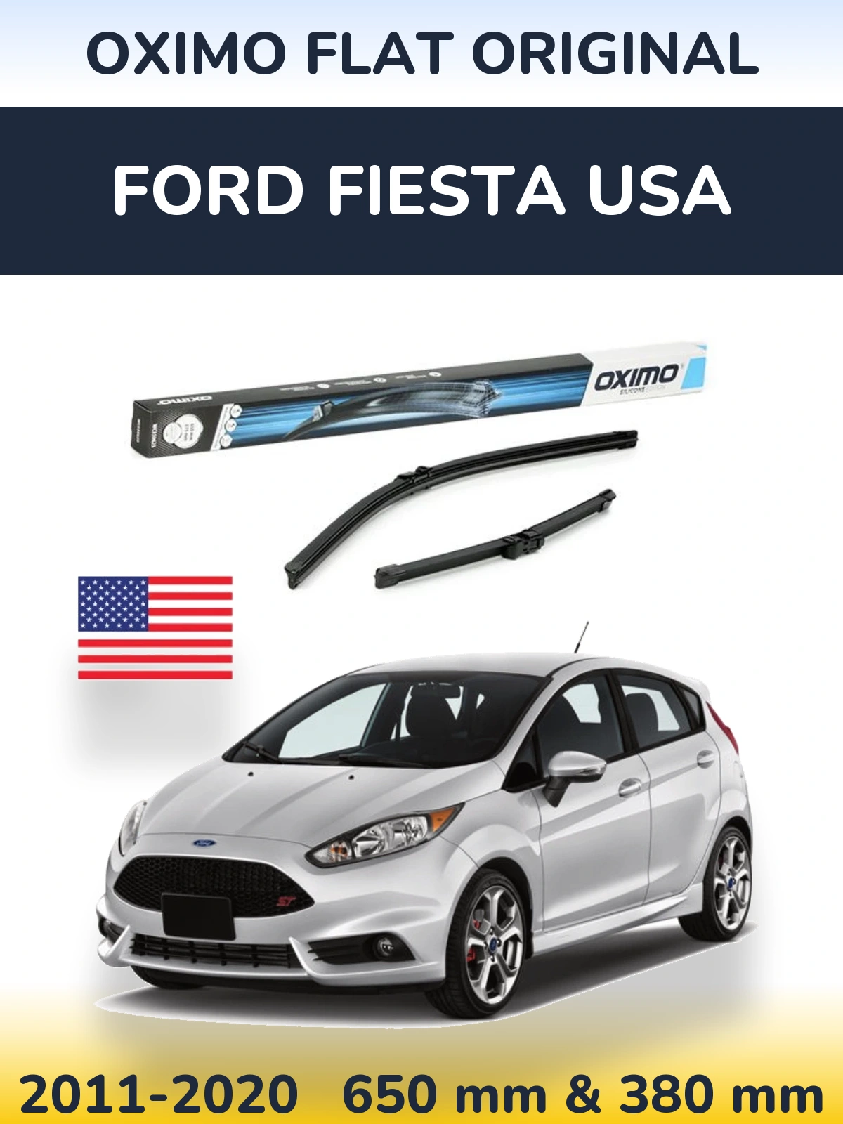 Sada předních stěračů Oximo Flat Original 650 a 375 mm pro Ford Fiesta USA 2011-2020