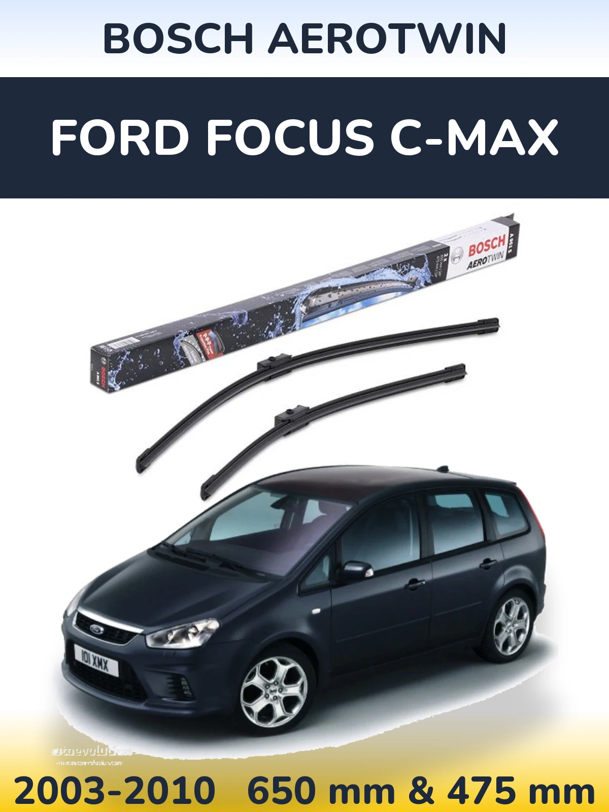 Sada předních stěračů BOSCH AeroTwin 650 a 475 mm pro Ford Focus C-MAX 2003-2010