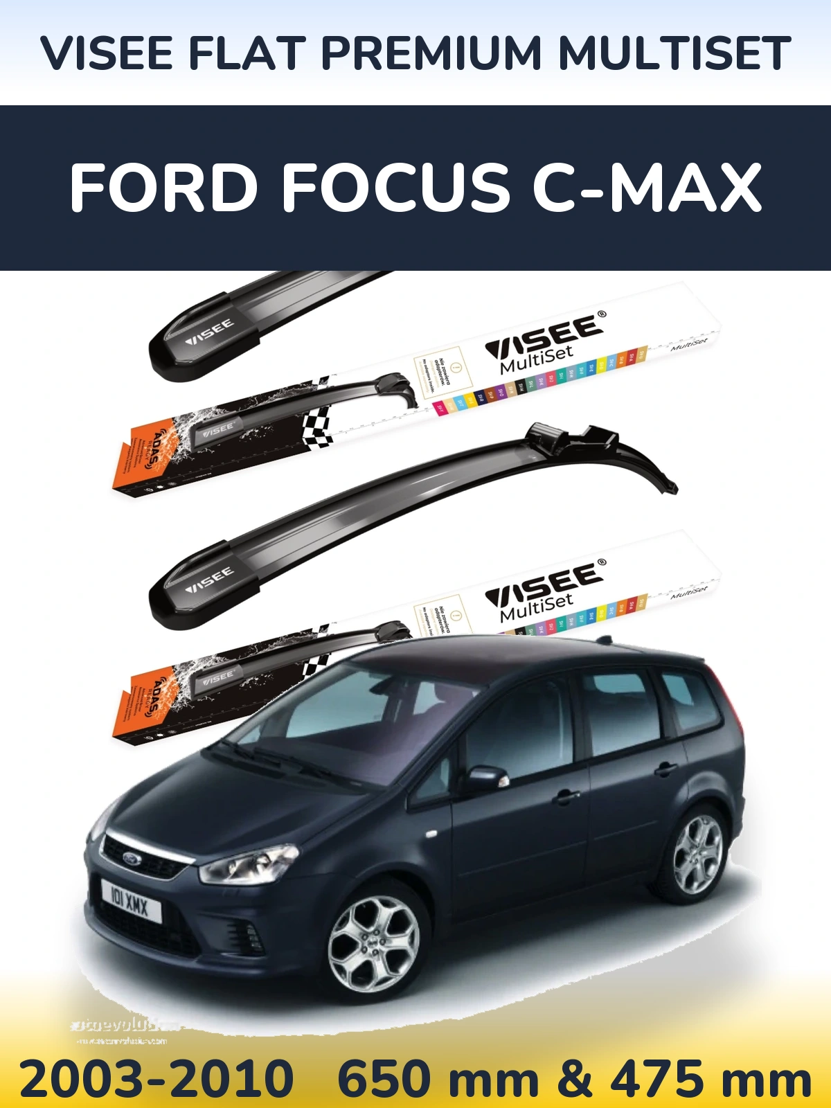 Sada předních stěračů VISEE FLAT PREMIUM MultiSet 650 a 475 mm pro Ford Focus C-MAX 2003-2010