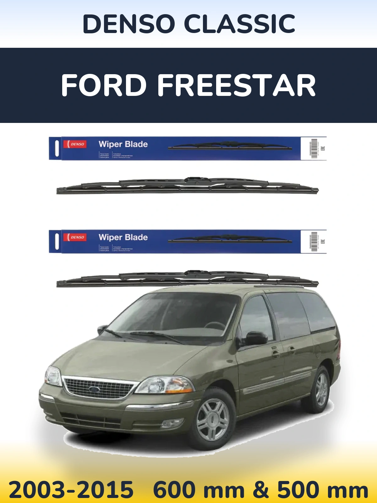 Sada předních stěračů Denso Classic 600 a 500 mm pro Ford Freestar 2003-2015