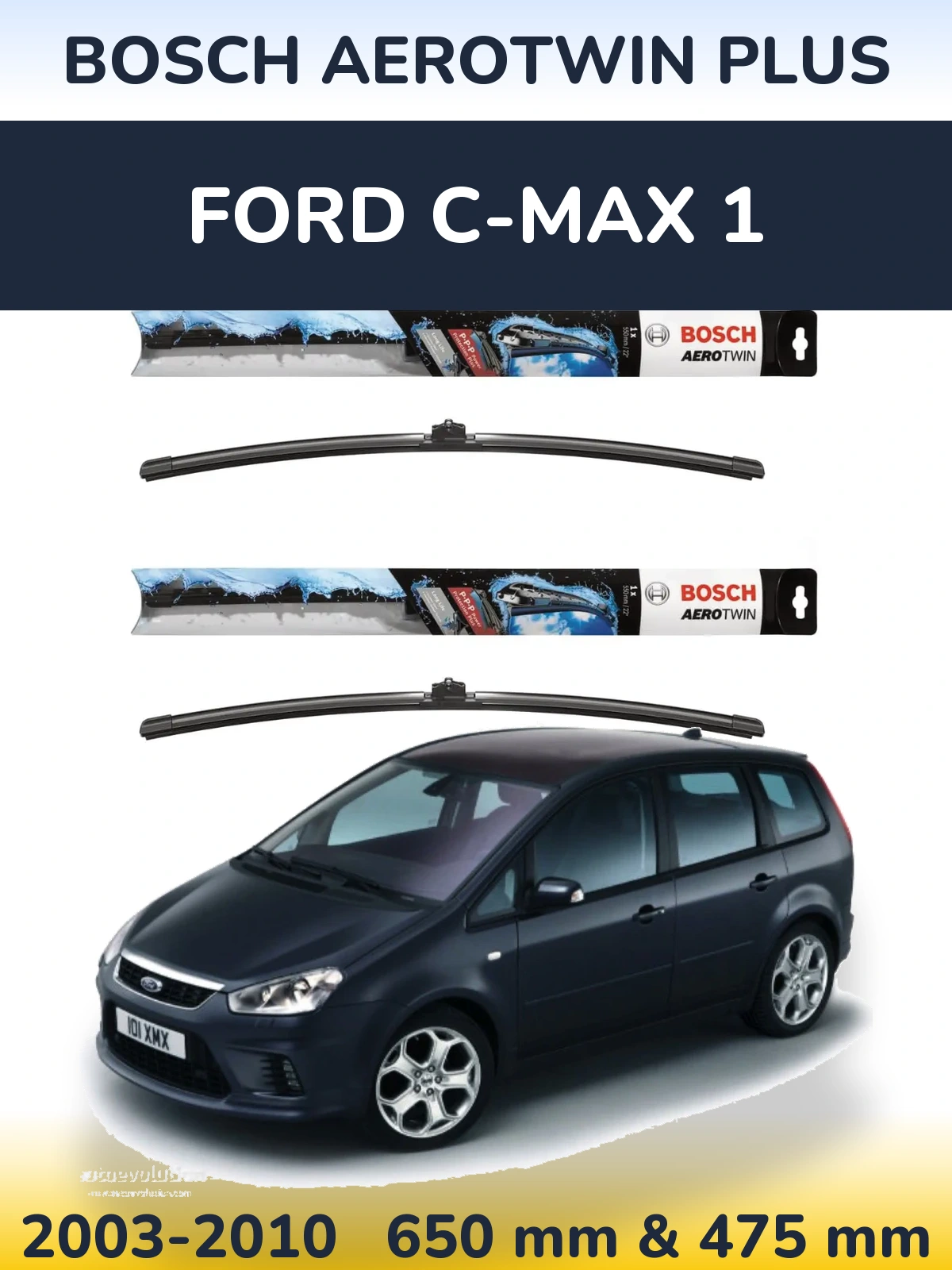 Sada předních stěračů BOSCH AeroTwin Plus 650 a 475 mm pro Ford C-MAX 1 2003-2010
