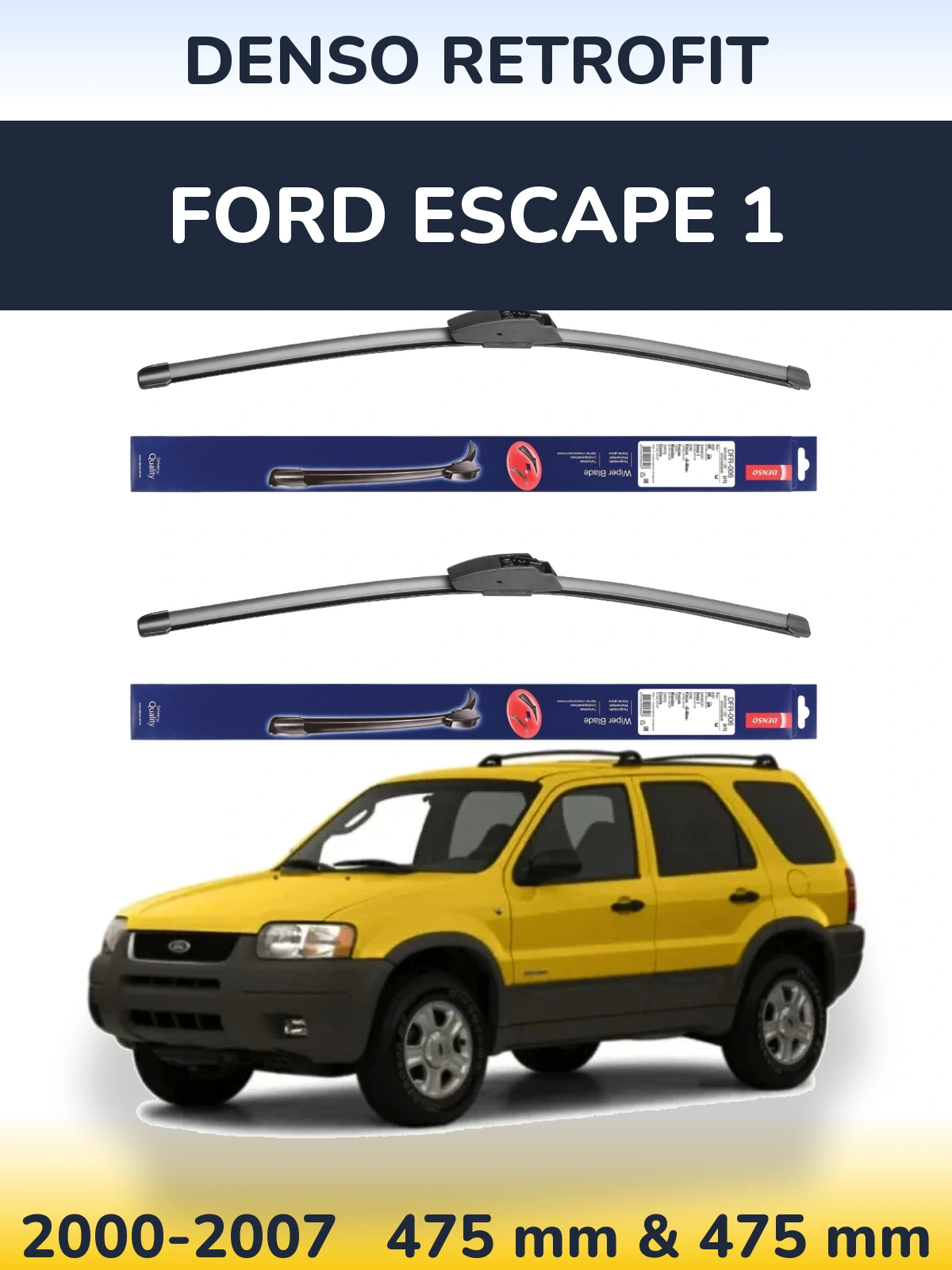 Комплект передніх щіток Denso Retrofit 475 & 475 мм для Ford Escape 1 2000-2007