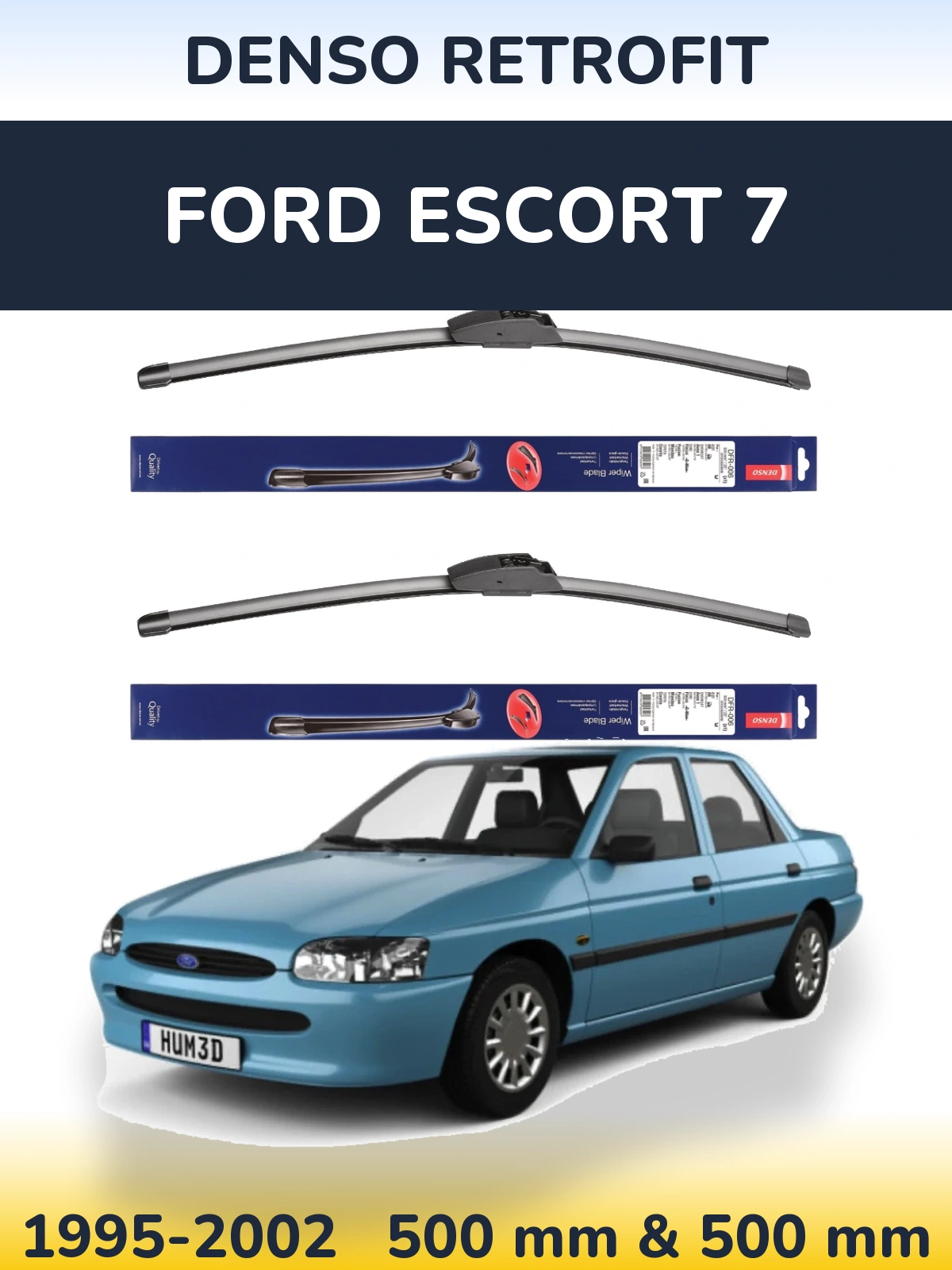 Sada předních stěračů Denso Retrofit 500 a 500 mm pro Ford Escort 7 1995-2002