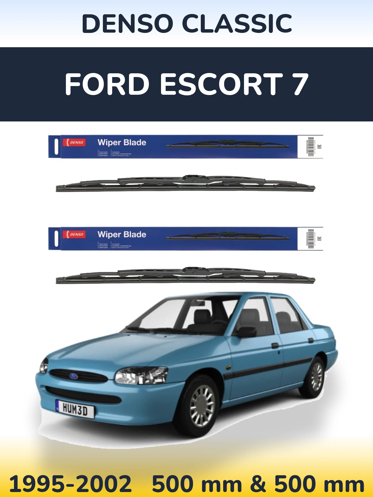 Sada předních stěračů Denso Classic 500 a 500 mm pro Ford Escort 7 1995-2002