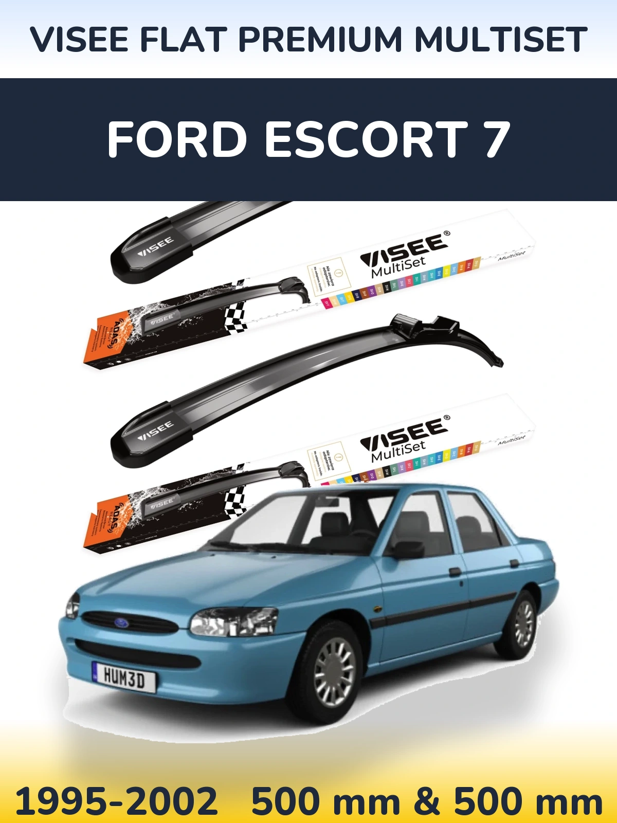 Sada předních stěračů VISEE FLAT PREMIUM MultiSet 500 a 500 mm pro Ford Escort 7 1995-2002