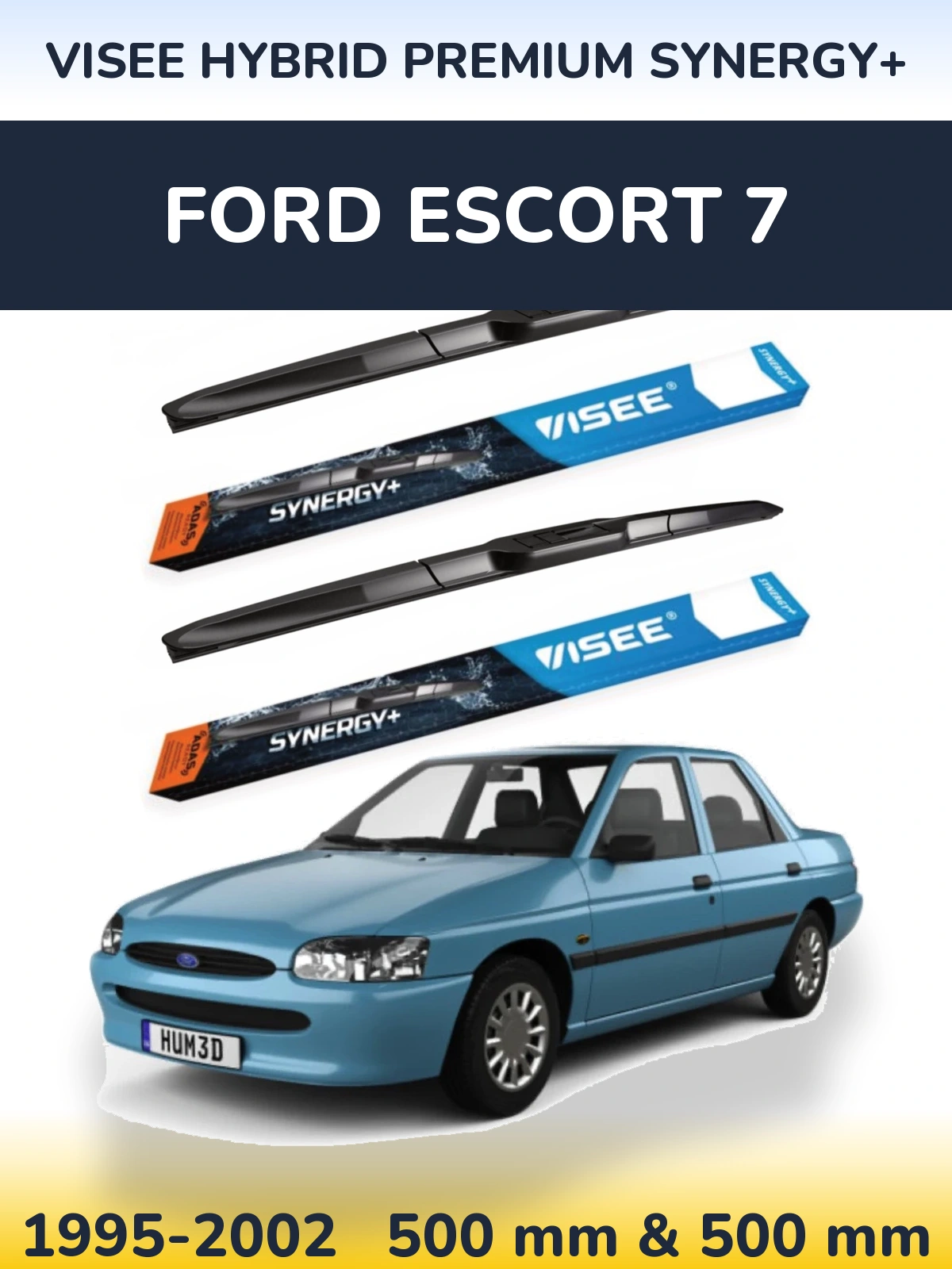Sada předních stěračů VISEE HYBRID PREMIUM SYNERGY+ 500 a 500 mm pro Ford Escort 7 1995-2002