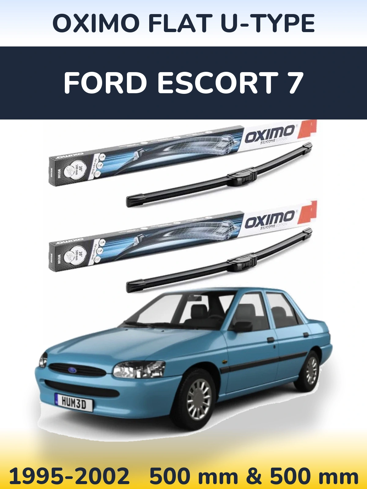 Комплект передніх щіток Oximo Flat U-type 500 & 500 мм для Ford Escort 7 1995-2002