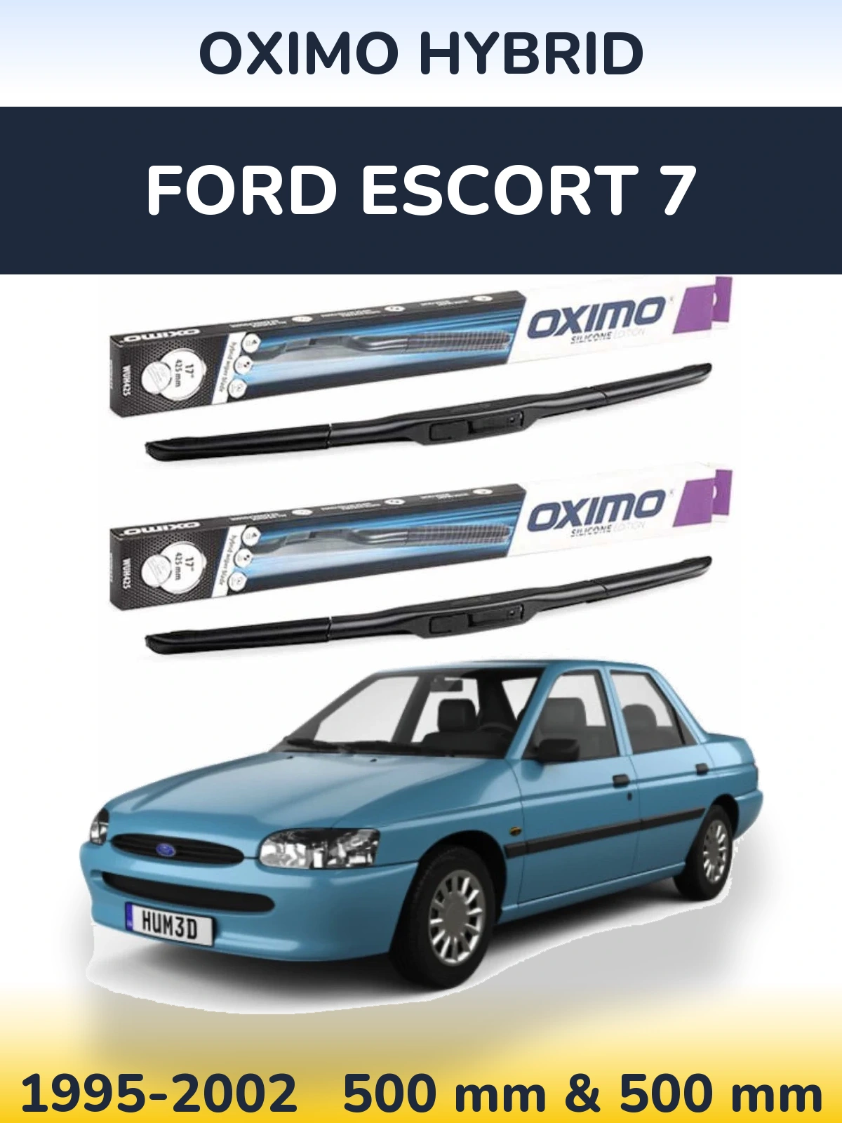 Комплект передніх щіток Oximo Hybrid 500 & 500 мм для Ford Escort 7 1995-2002