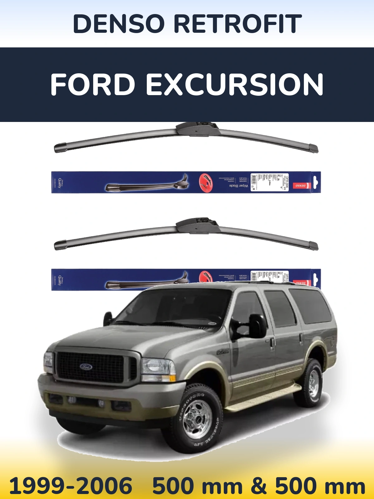 Sada předních stěračů Denso Retrofit 500 a 500 mm pro Ford Excursion 1999-2006
