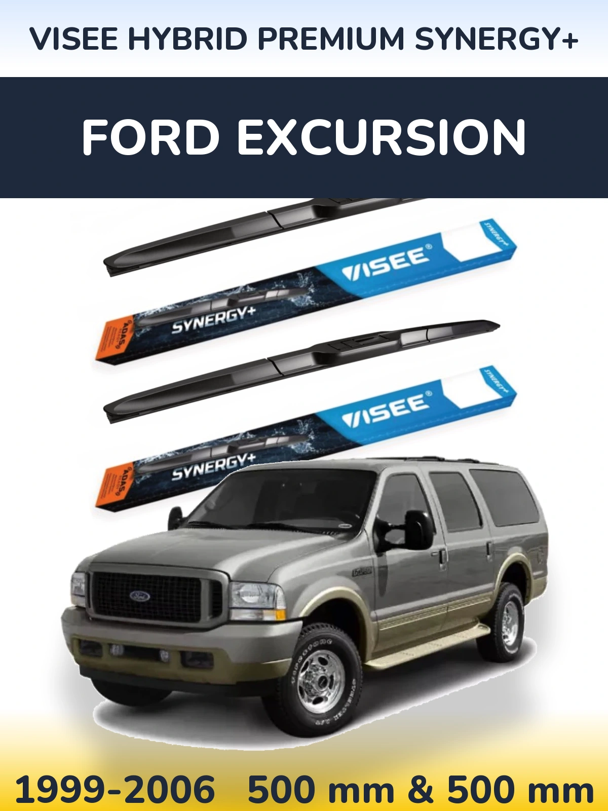 Sada předních stěračů VISEE HYBRID PREMIUM SYNERGY+ 500 a 500 mm pro Ford Excursion 1999-2006