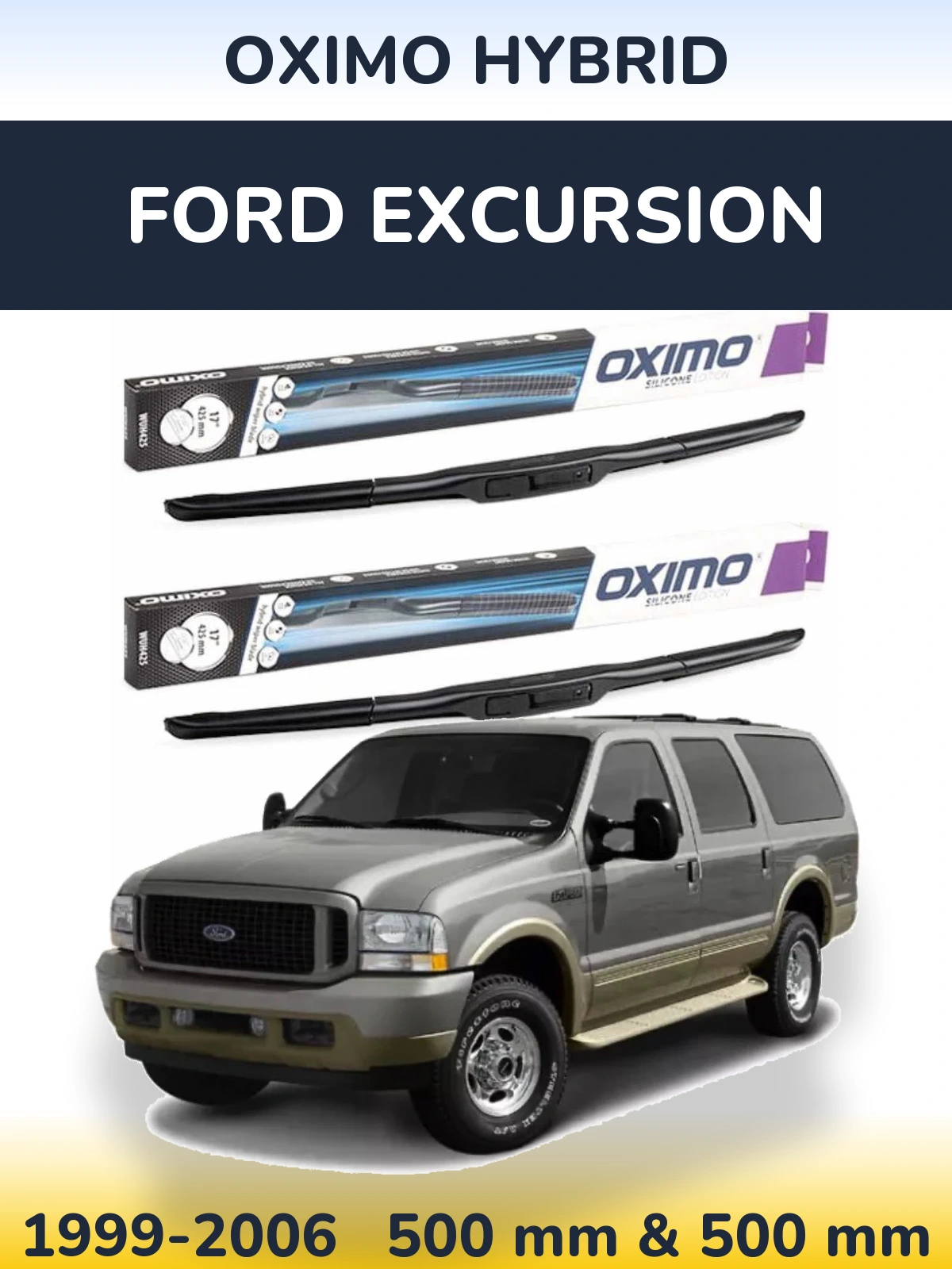 Sada předních stěračů Oximo Hybrid 500 a 500 mm pro Ford Excursion 1999-2006