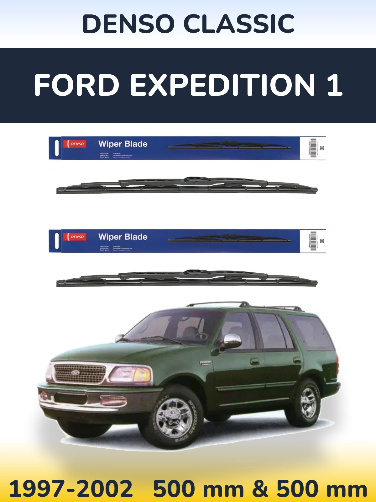 Sada předních stěračů Denso Classic 500 a 500 mm pro Ford Expedition 1 1997-2002