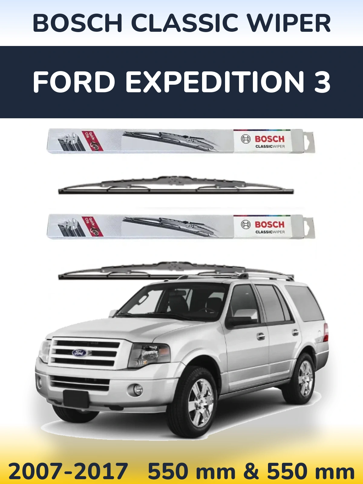 Sada předních stěračů BOSCH Classic Wiper 550 a 550 mm pro Ford Expedition 3 2007-2017