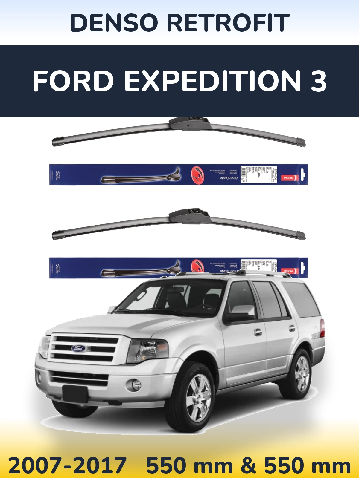 Sada předních stěračů Denso Retrofit 550 a 550 mm pro Ford Expedition 3 2007-2017