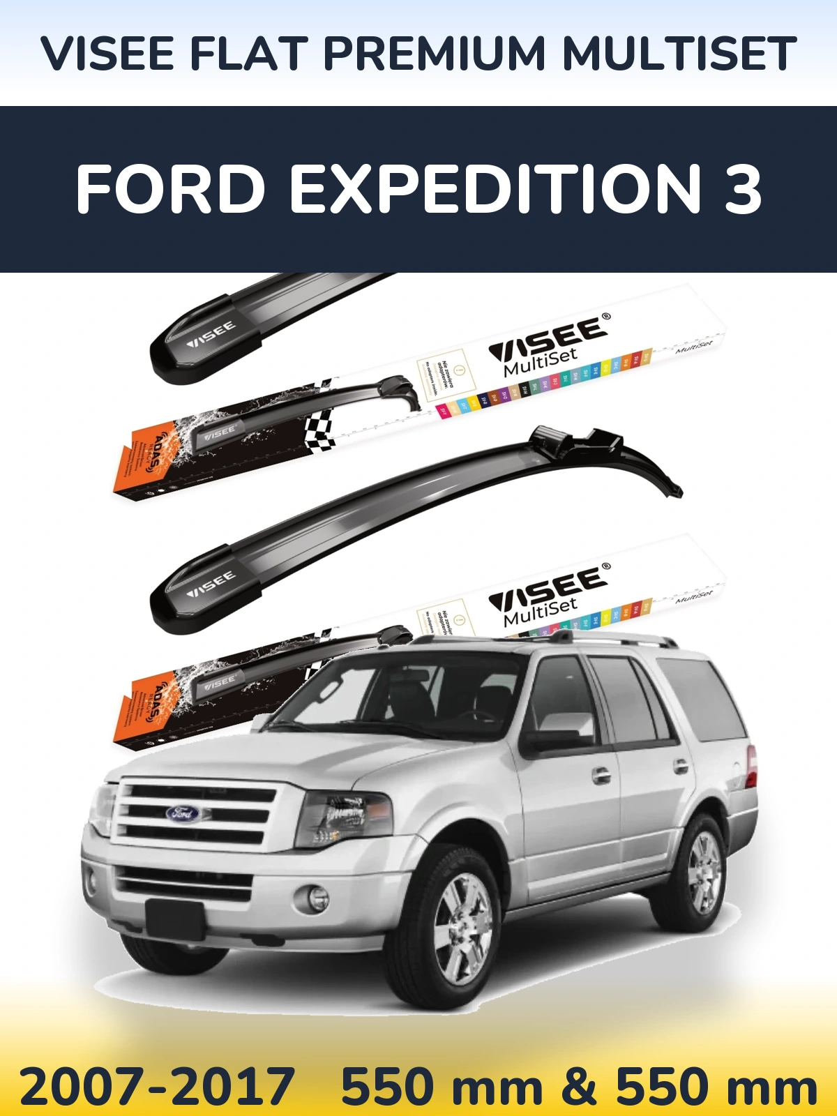 Sada předních stěračů VISEE FLAT PREMIUM MultiSet 550 a 550 mm pro Ford Expedition 3 2007-2017