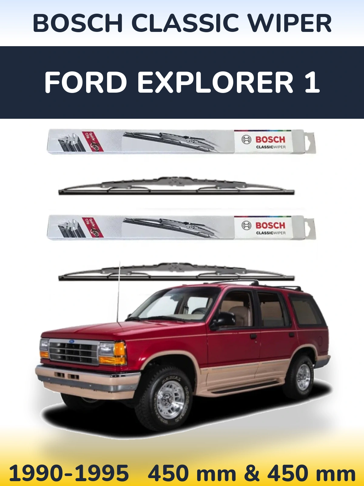 Sada předních stěračů BOSCH Classic Wiper 450 a 450 mm pro Ford Explorer 1 1990-1995
