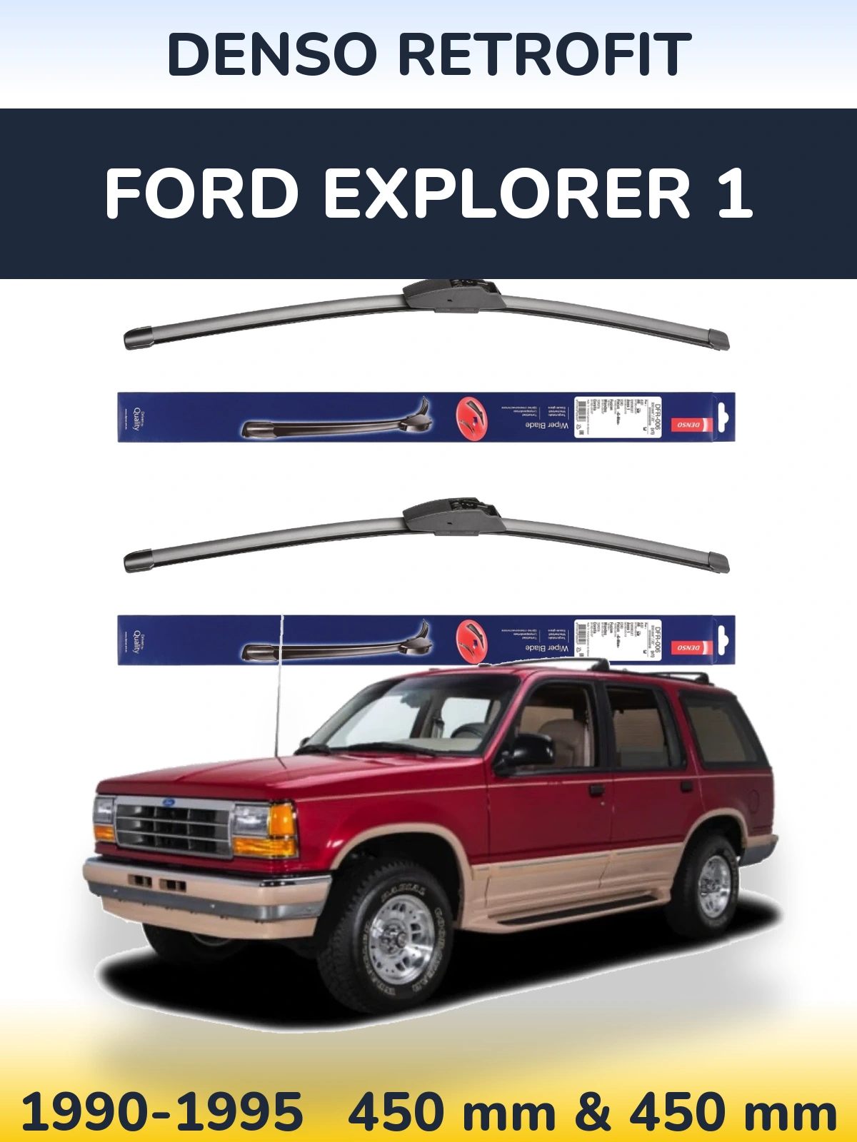 Sada předních stěračů Denso Retrofit 450 a 450 mm pro Ford Explorer 1 1990-1995