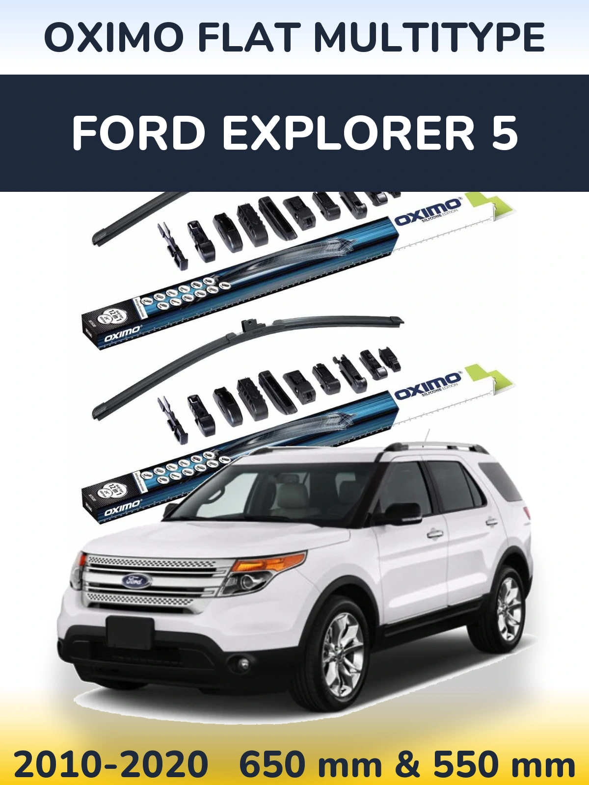 Sada předních stěračů Oximo Flat MultiType 650 a 550 mm pro Ford Explorer 5 2010-2020
