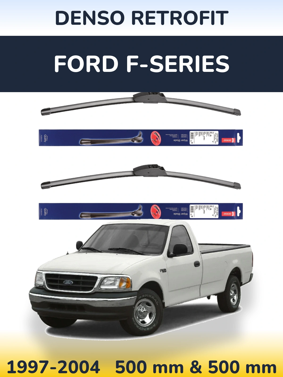 Sada předních stěračů Denso Retrofit 500 a 500 mm pro Ford F-series 1997-2004