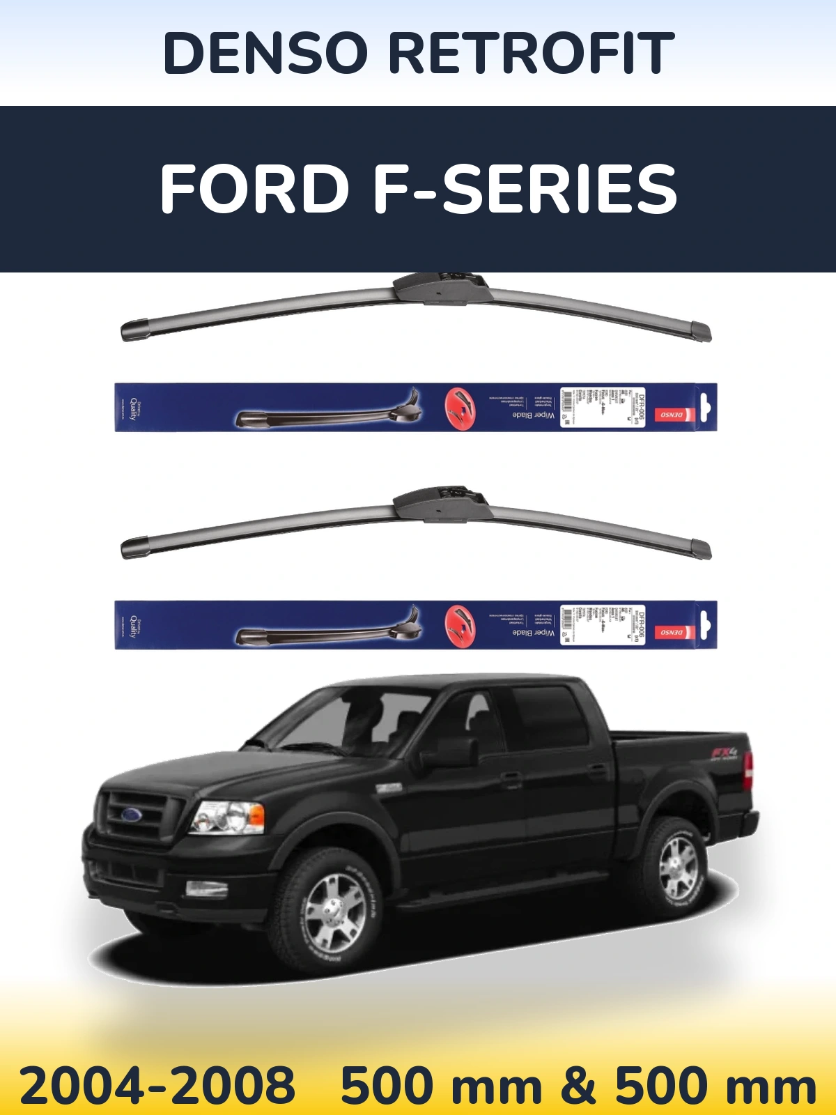 Sada předních stěračů Denso Retrofit 500 a 500 mm pro Ford F-series 2004-2008