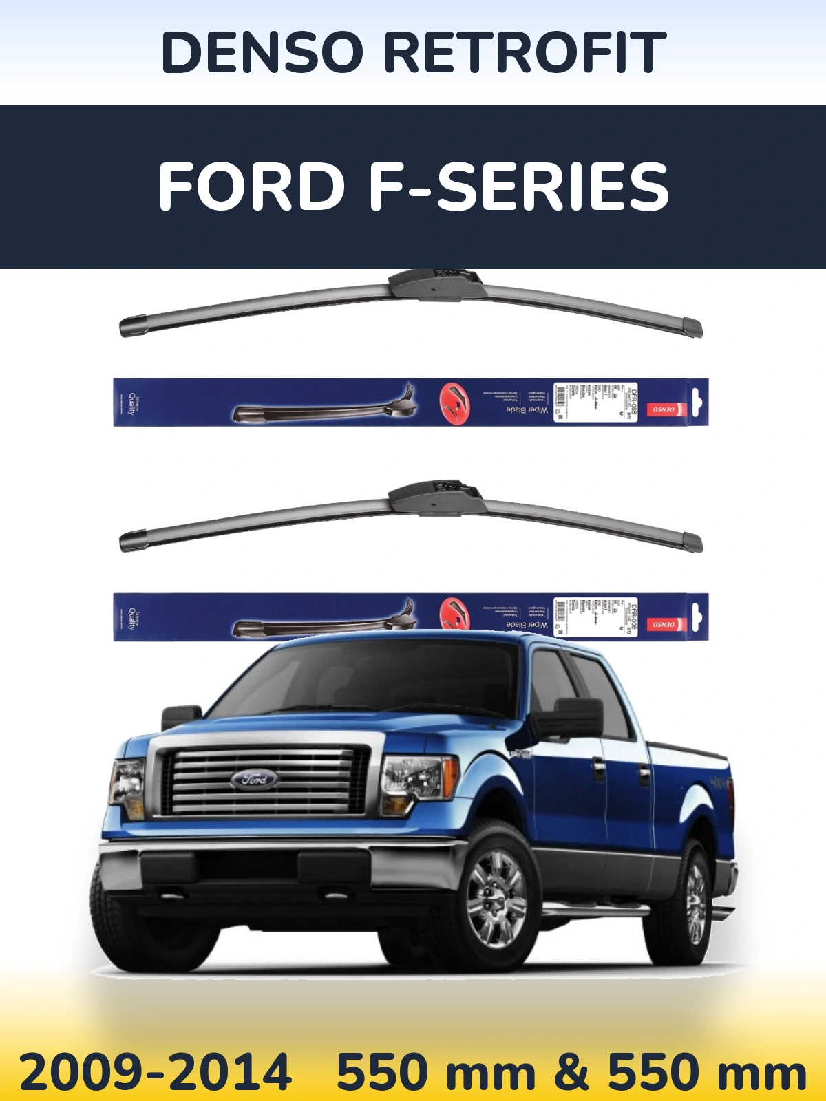Sada předních stěračů Denso Retrofit 550 a 550 mm pro Ford F-series 2009-2014