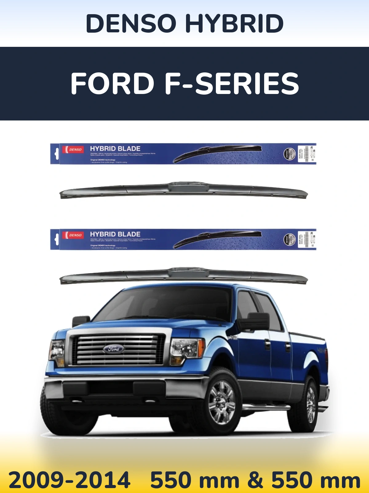 Sada předních stěračů Denso Hybrid 550 a 550 mm pro Ford F-series 2009-2014